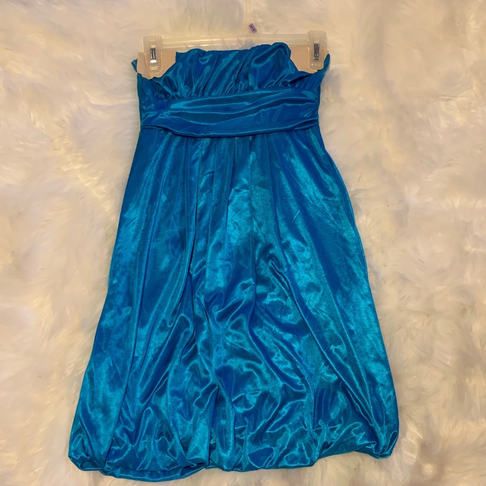 Blue silky dress